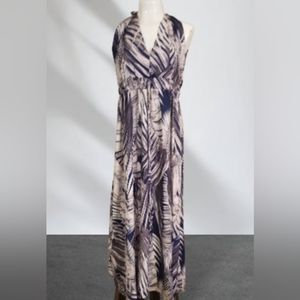 NKH black and white tropical palm leaf print sleeveless dress NWT